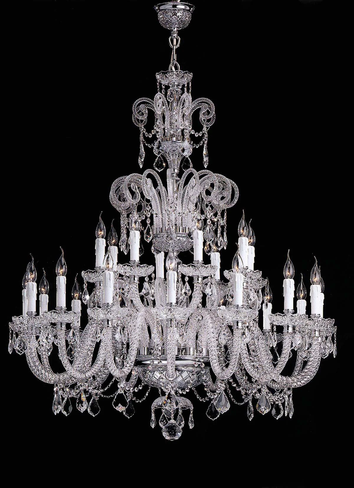 polished chrome 24 Lights Bohemian Crystal chandelier - Image 1