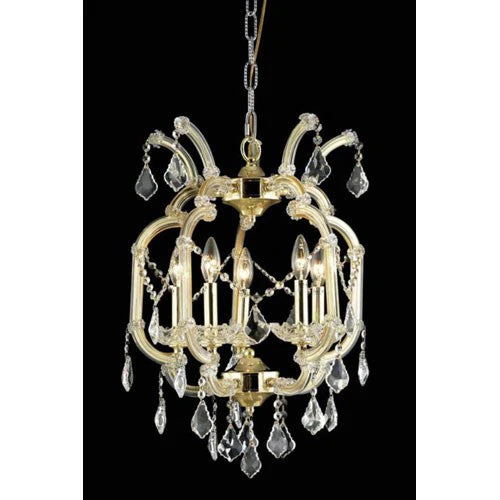 Maria Theresa Swarovski Elements Crystal Golden Teak Five Light 23-in Chandelier - Image 1