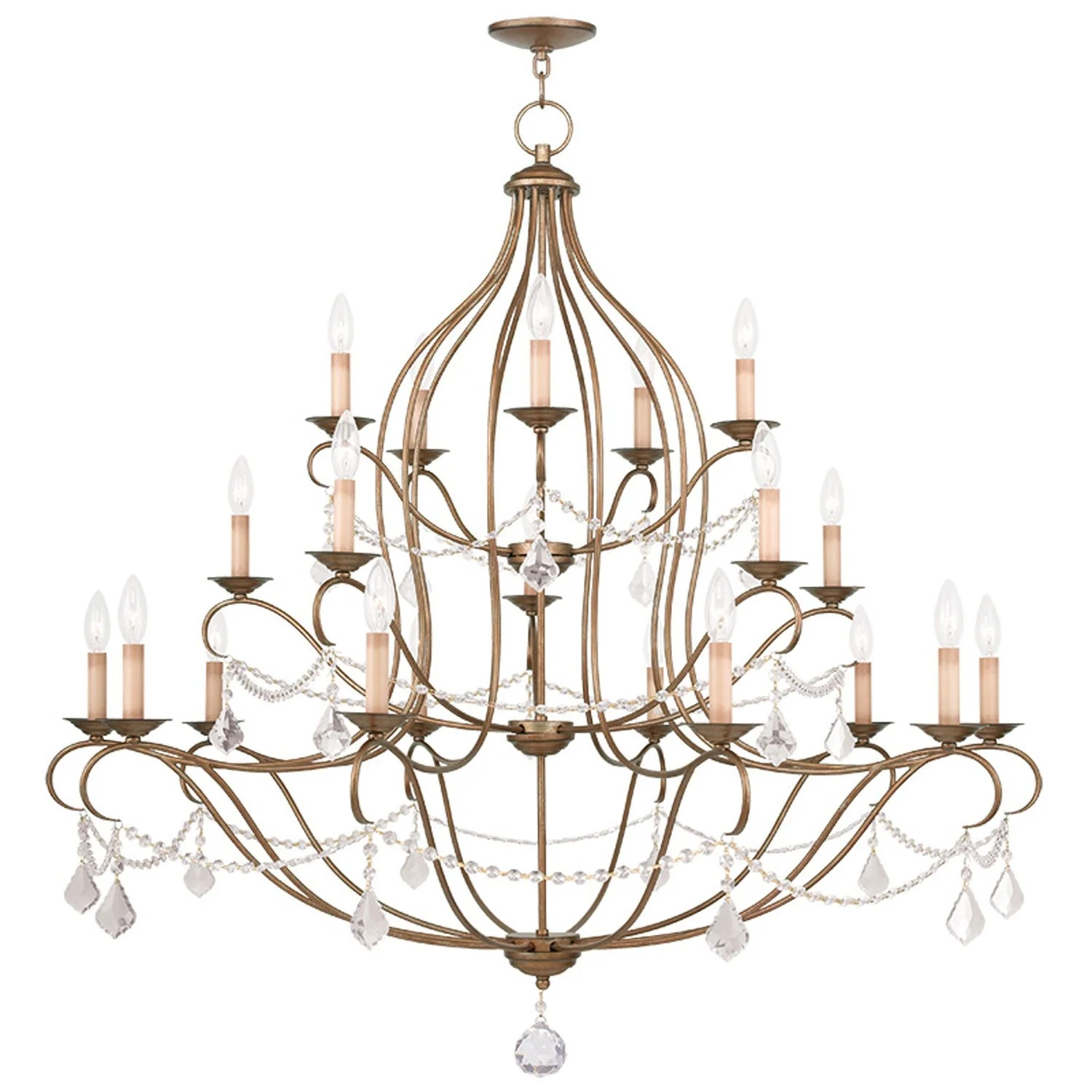 Chesterfield Antique Gold Leaf 20 Light Chandelier - Image 1