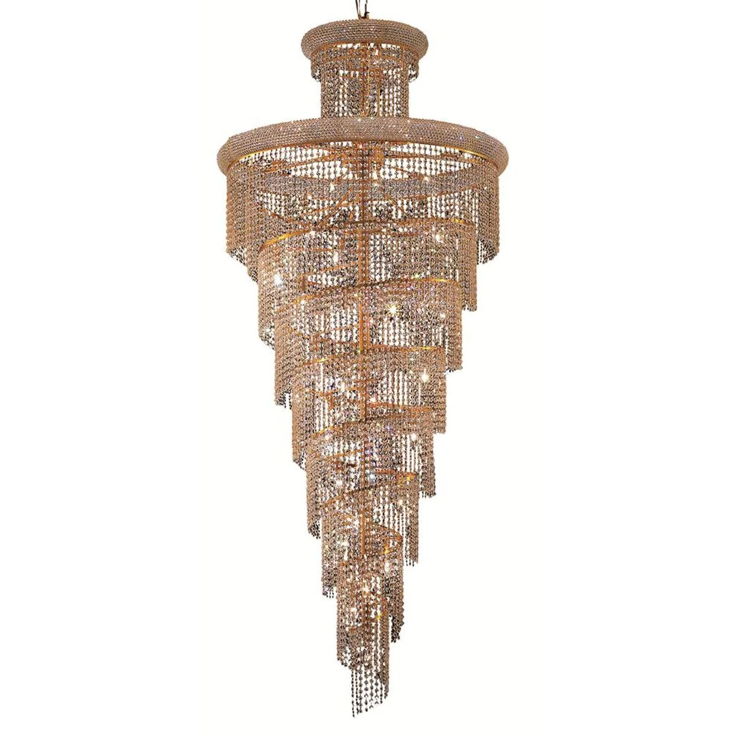 Spiral Gold Thirty-Two Light 36-Inch Chandelier with Royal Cut Clear Crystal - Image 1
