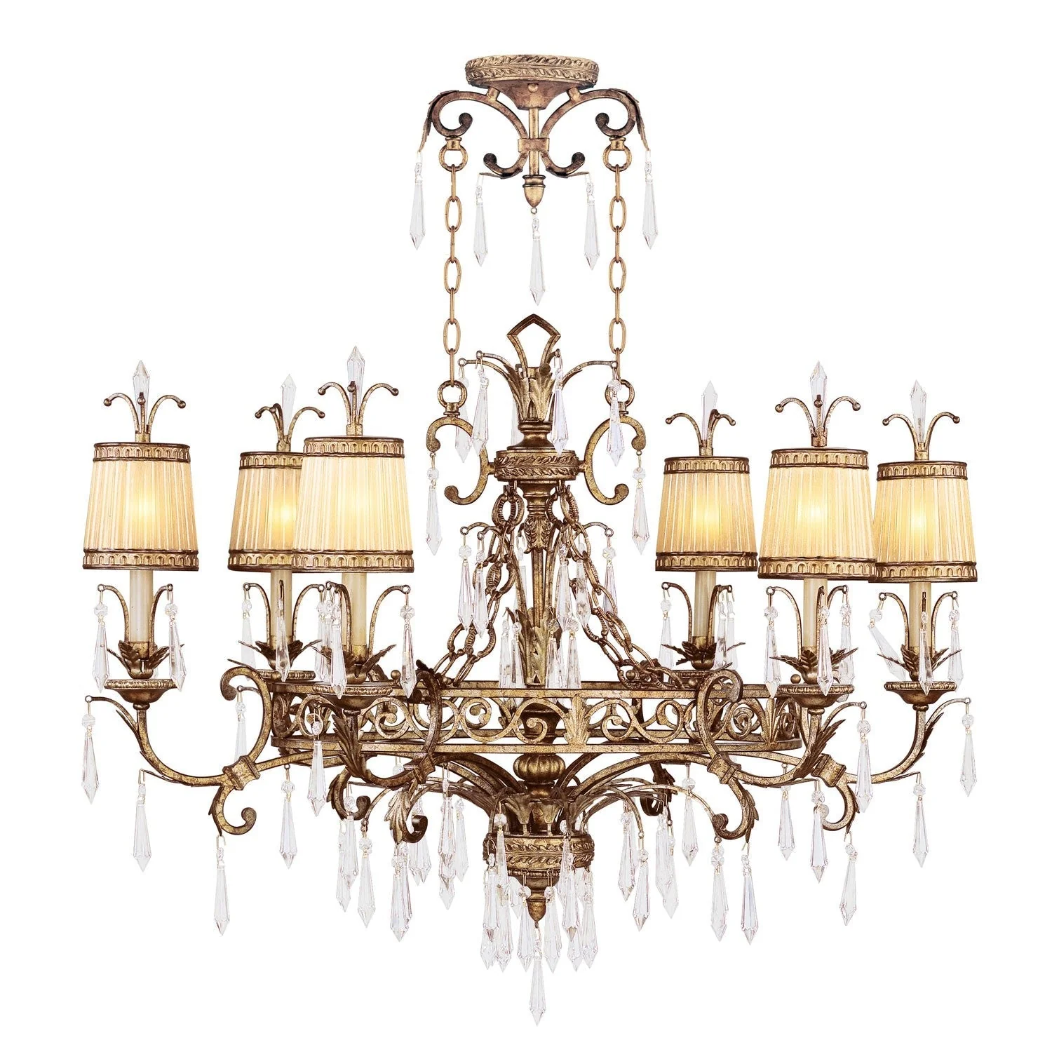 La Bella Vintage Gold Leaf Six-Light Chandelier - Image 1
