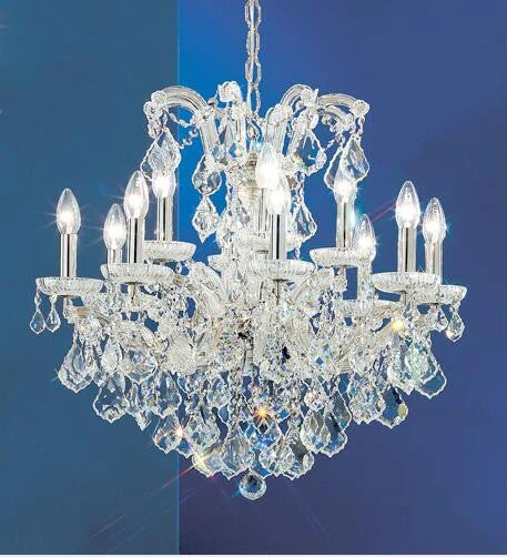 Chrome Twelve-Light Chandelier with Crystalique Accents - Image 1