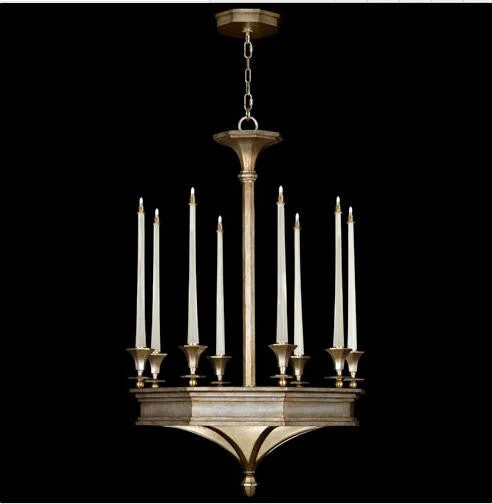 Eight-Light Chandelier in Gold with Toned Silver Leaf Finish - Image 1