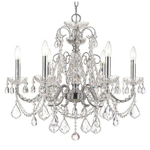 Chrome Clear Majestic Crystal Six-Light Chandelier - Image 1