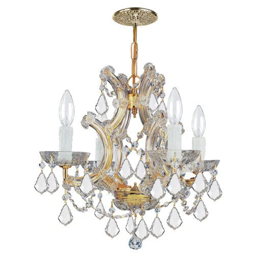 Gold Four-Light Chandelier with Swarovski Spectra Crystal - Image 1