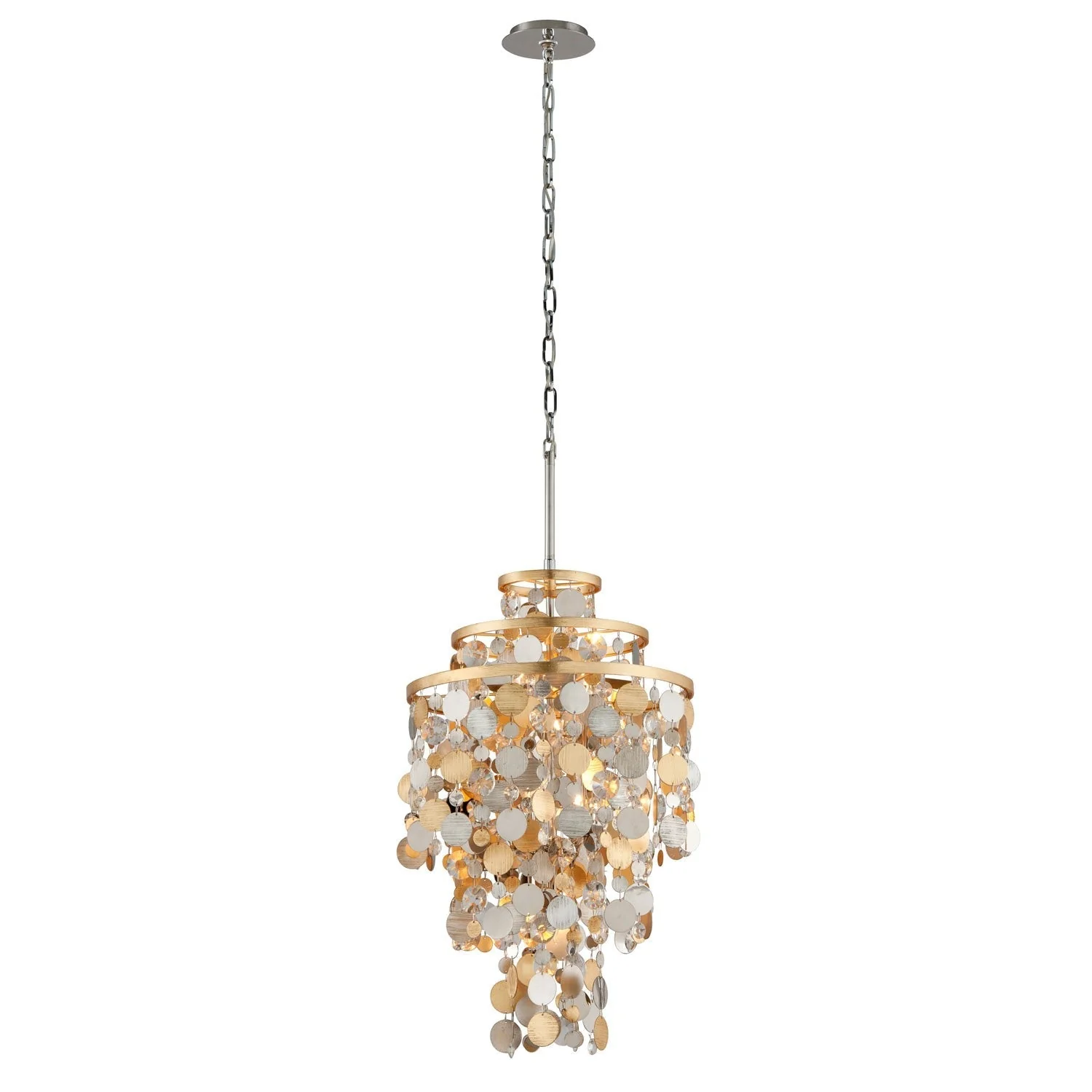 Gold and Silver Leaf Five-Light Pendant - Image 1
