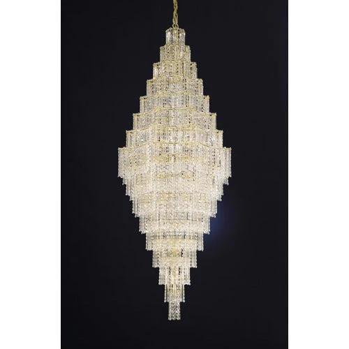 Gold 63-Light Clear Gemcut Pendant, 28W x 70H x 28D - Image 1