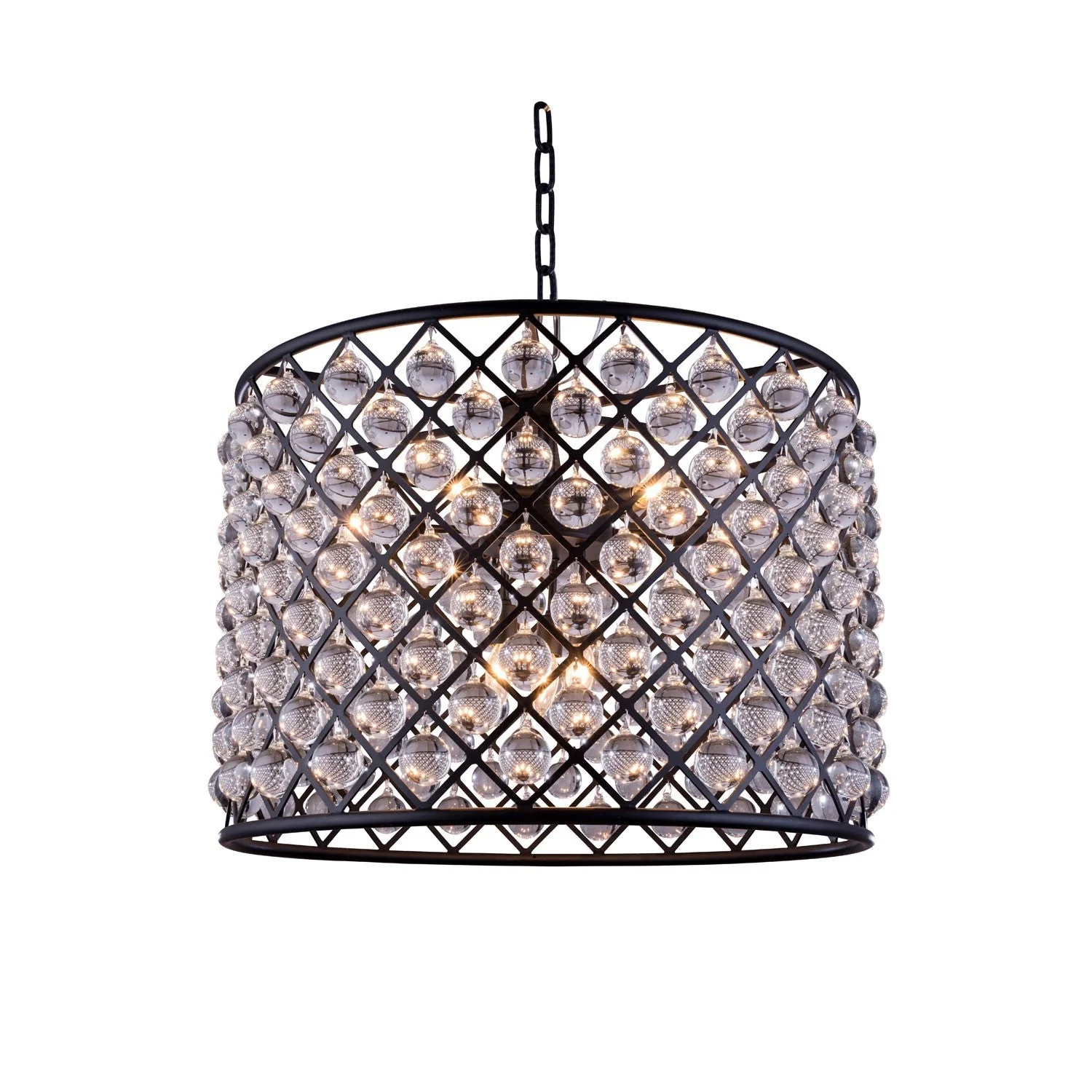 Madison Mocha Brown Eight-Light Pendant with Royal Cut Clear Crystals - Image 1