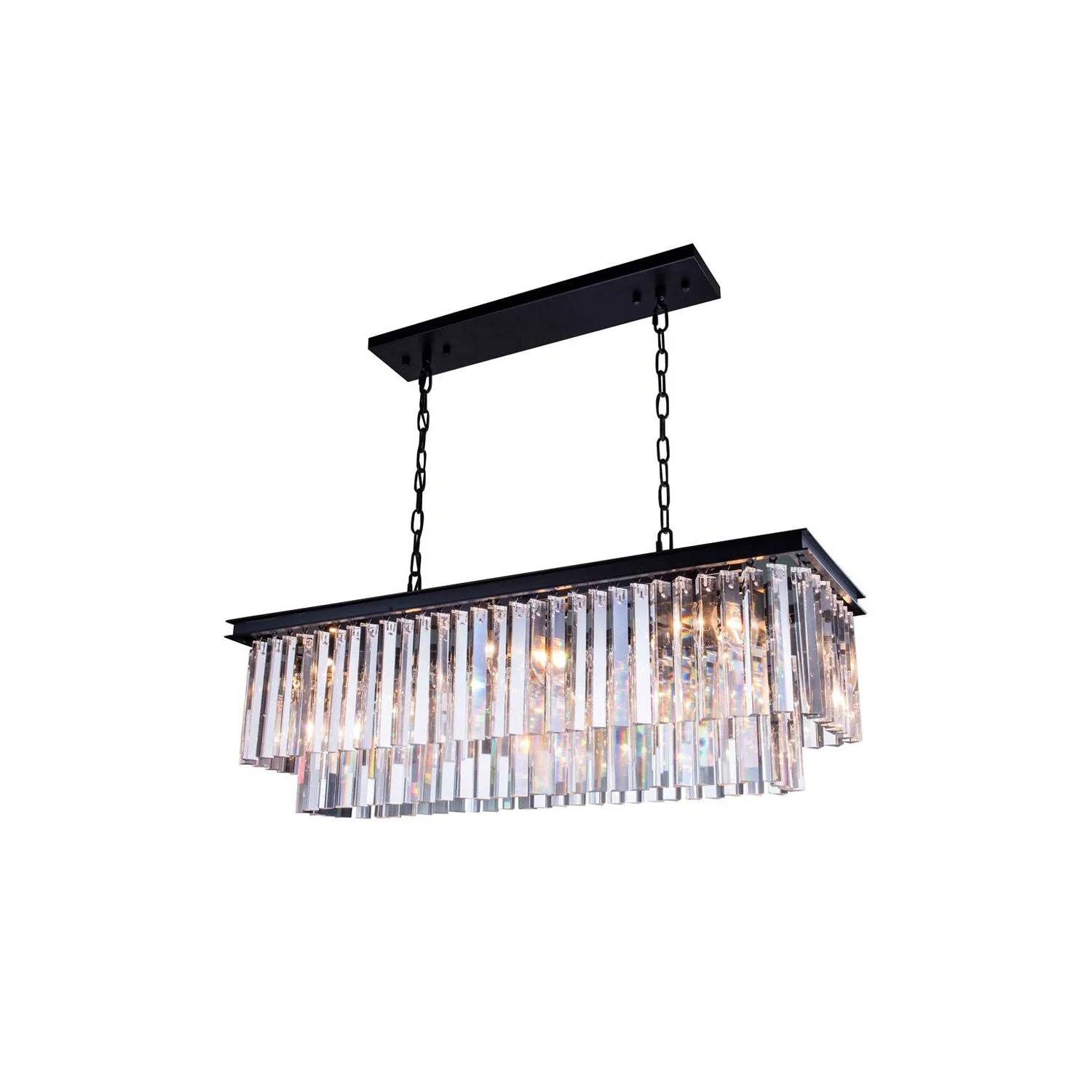 Sydney Mocha Brown Twelve-Light Pendant with Royal Cut Clear Crystals - Image 1