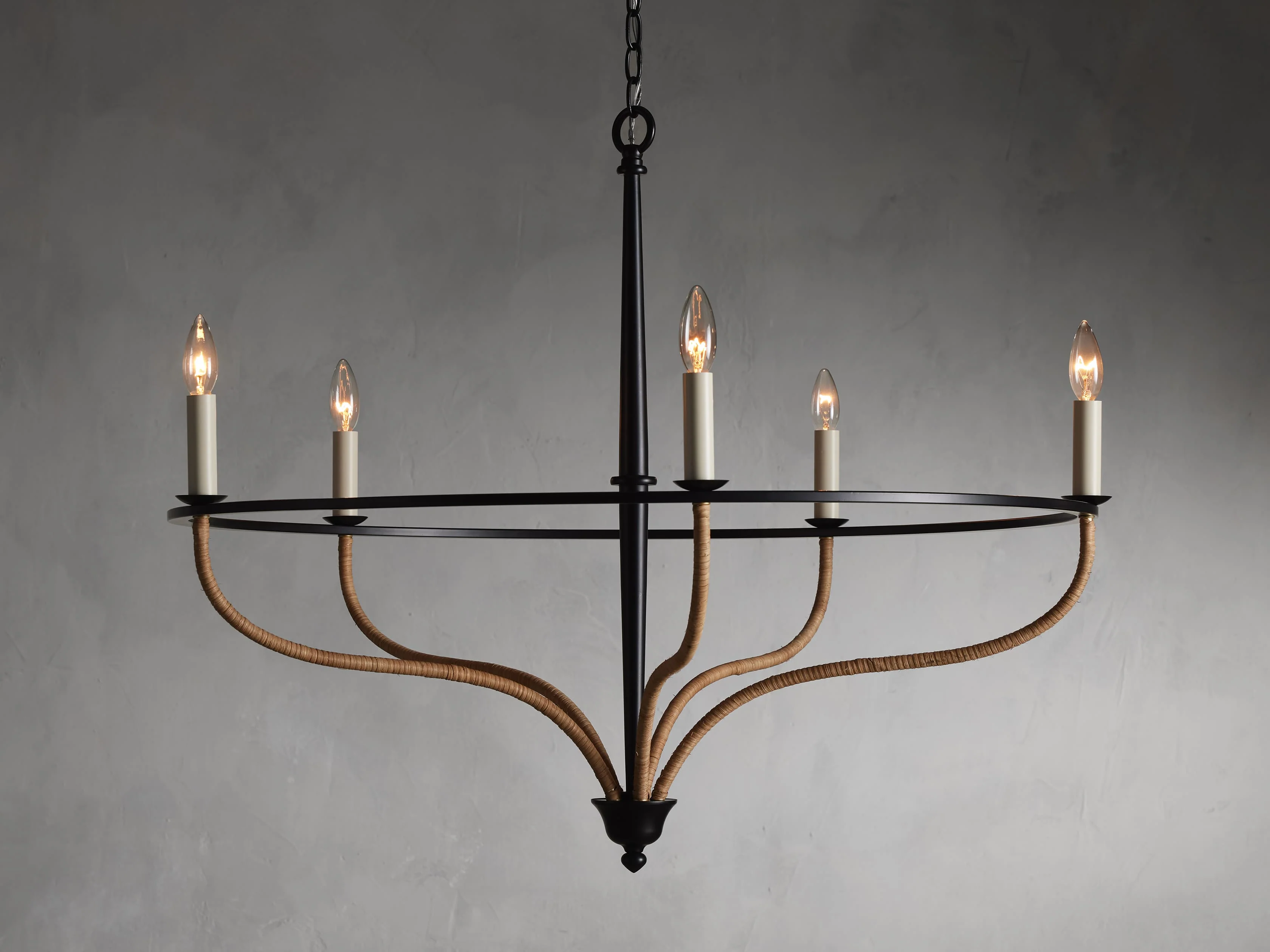 Rosalind Rattan Chandelier in Black - Image 1