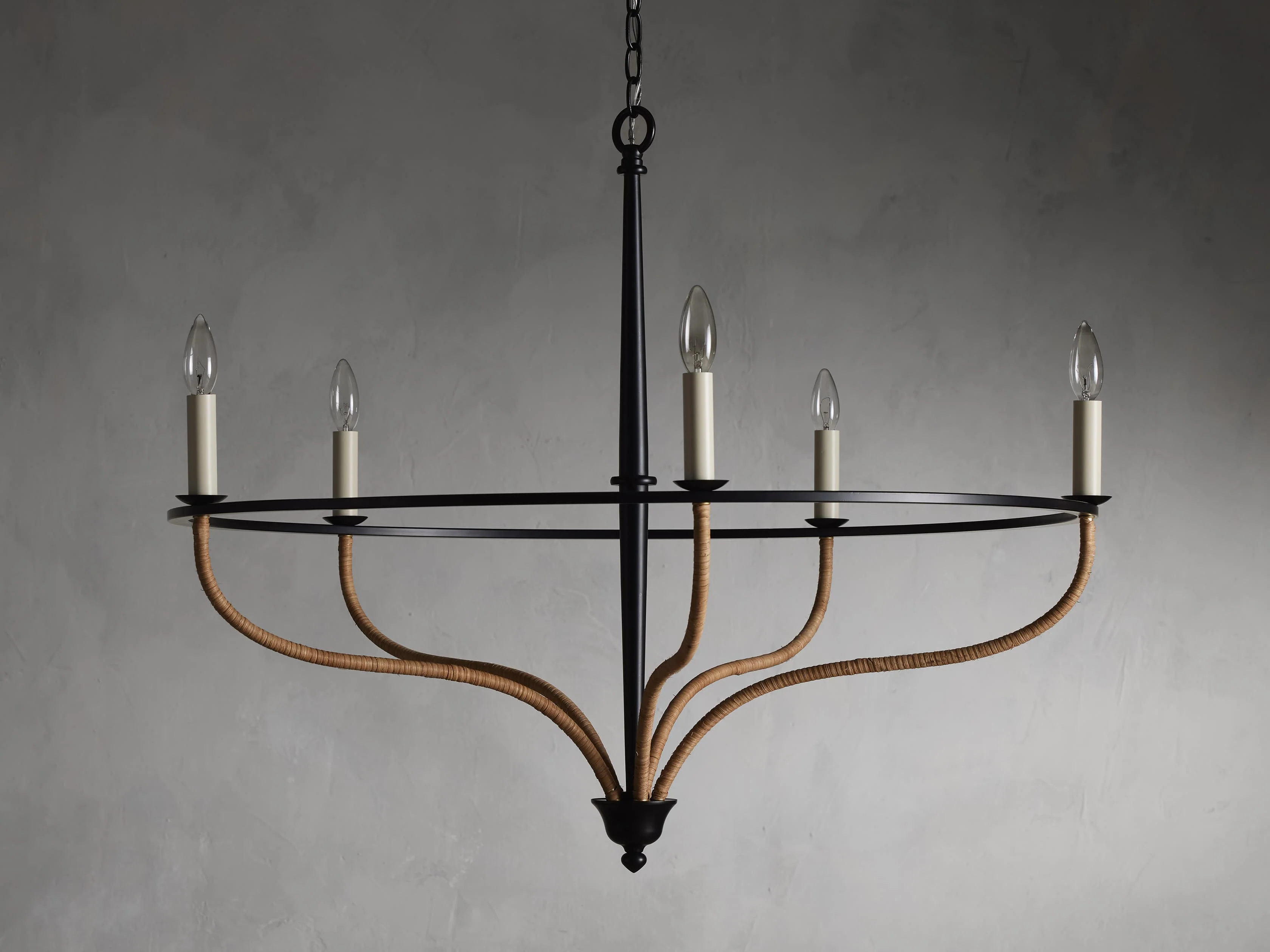 Rosalind Rattan Chandelier in Black - Image 2