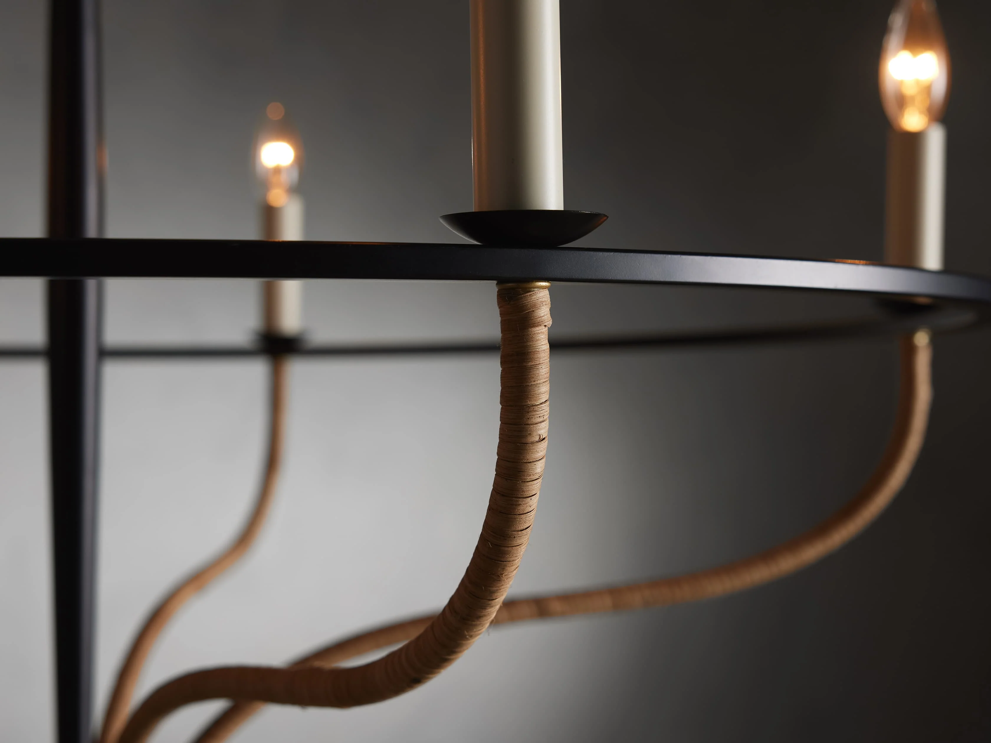 Rosalind Rattan Chandelier in Black - Image 3