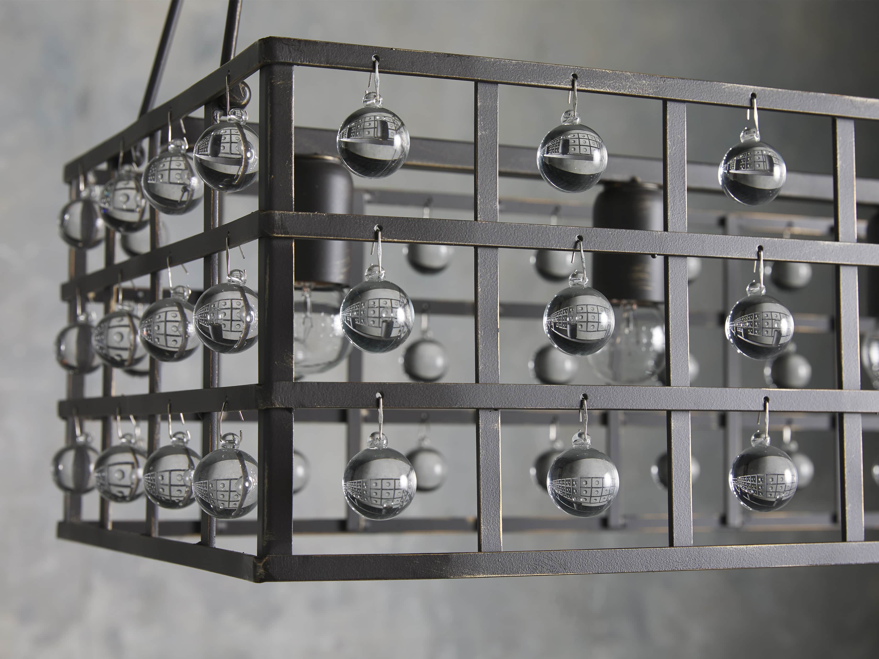 La Cage 50" Rectangular Chandelier in Bronze - Image 3