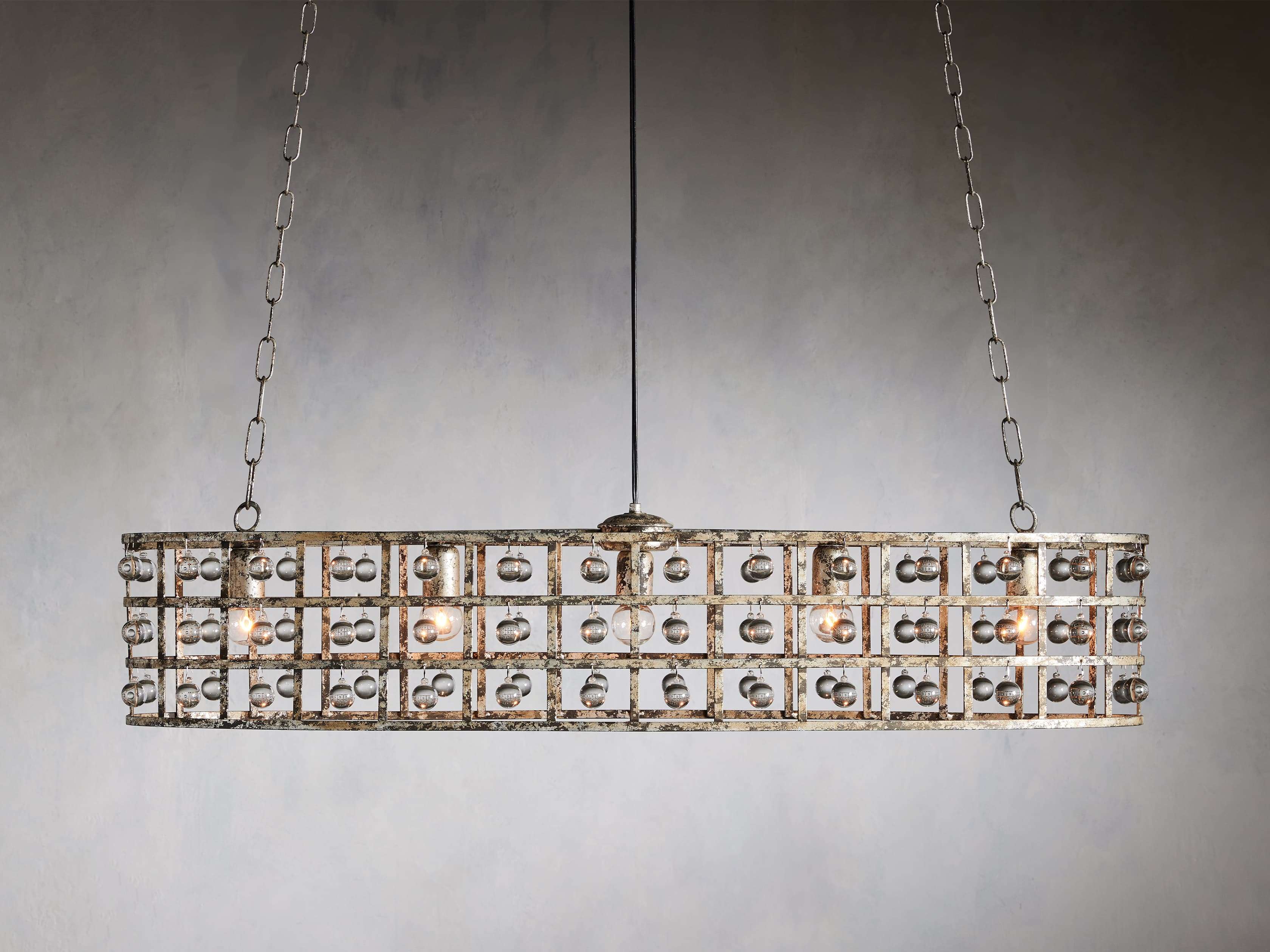 La Cage Oval Chandelier in Silver Clay - Image 1