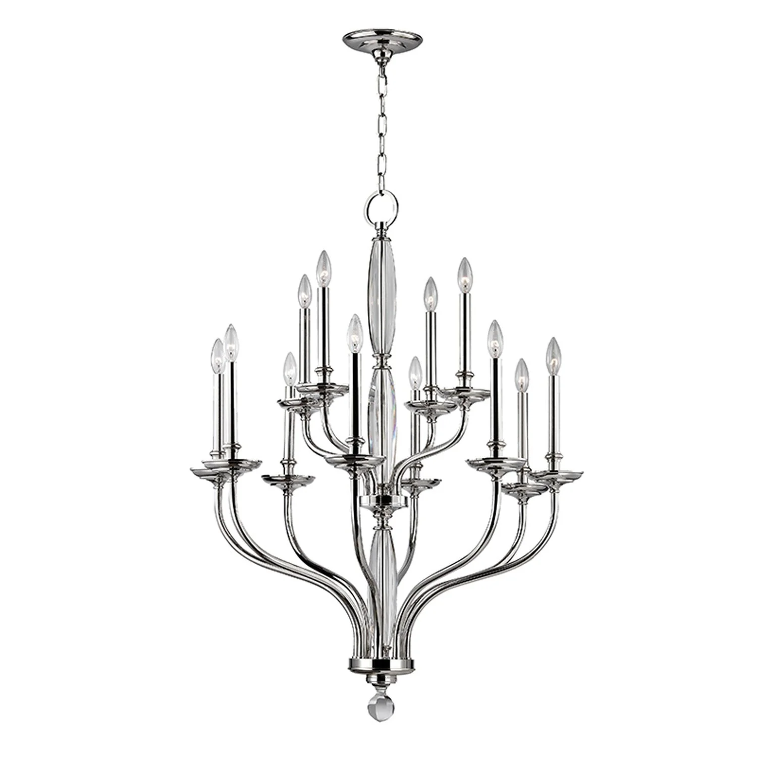 Nickel Twelve-Light Chandelier - Image 1
