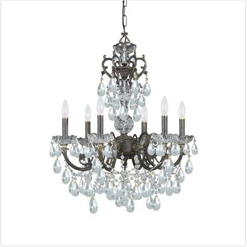 Bronze Swarovski Spectra Crystal Six-Light Chandelier - Image 1