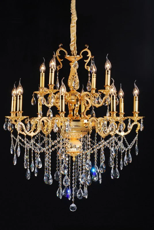 Gold plated 12 light traditional crystal Chandelier - Image 1