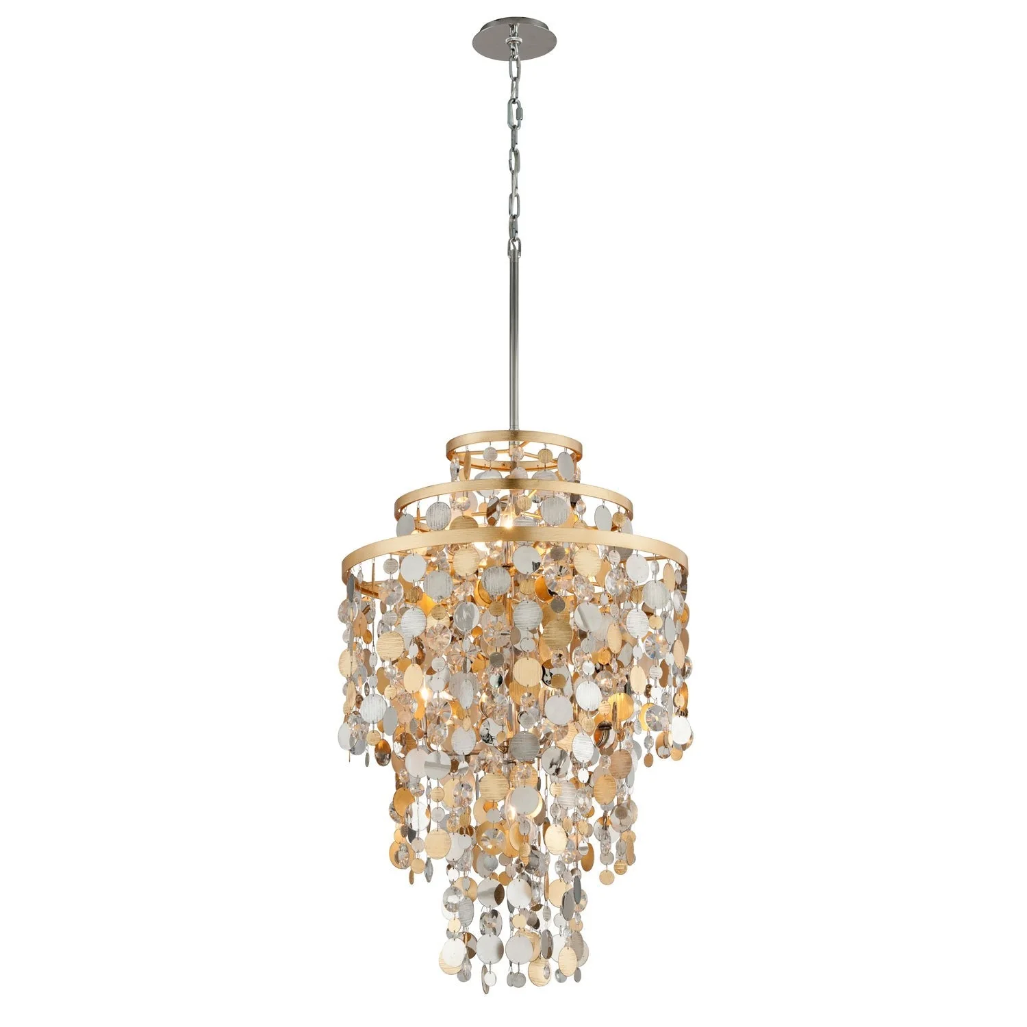Gold and Silver Leaf Seven-Light Pendant - Image 1