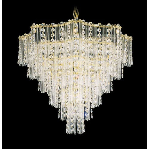 Gold Nine-Light Clear Gemcut Pendant, 17.5W x 16H x 17.5D - Image 1