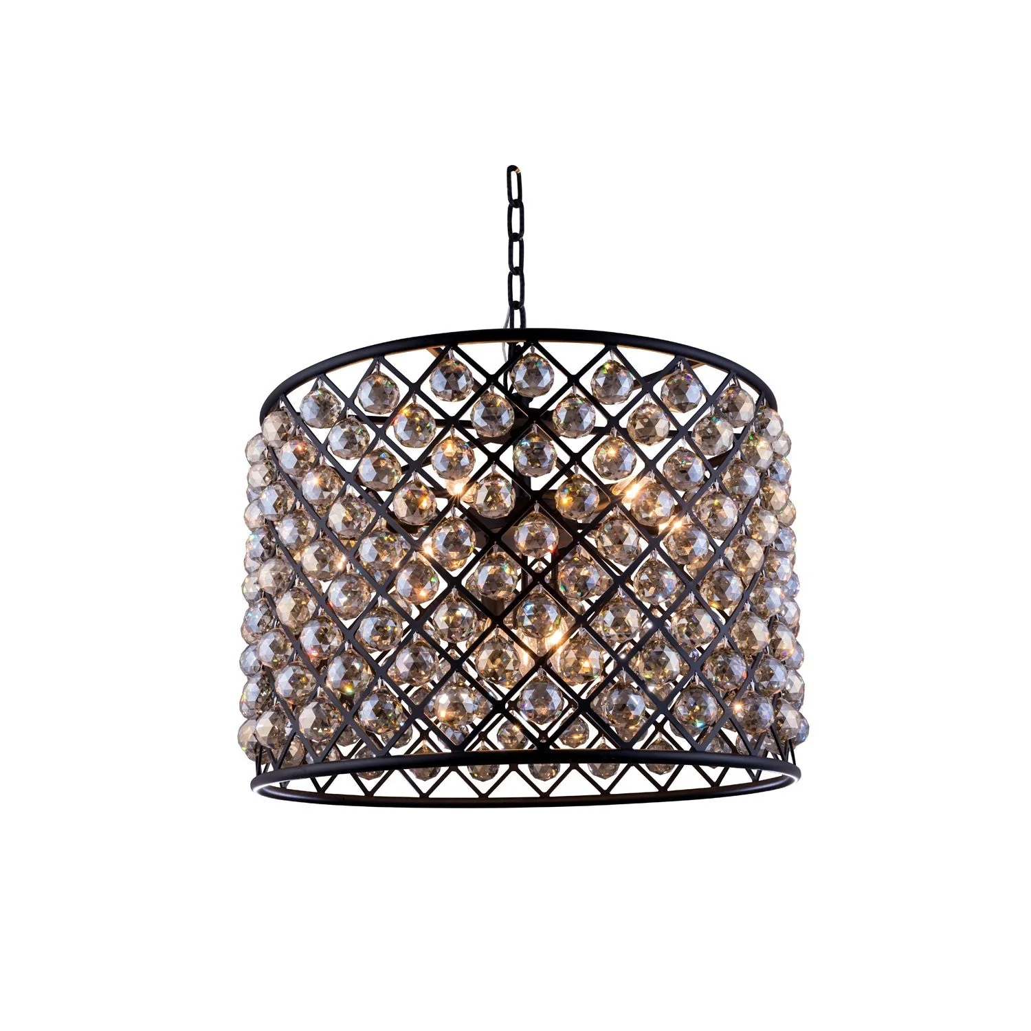 Madison Mocha Brown Eight-Light Pendant with Royal Cut Golden Teak Crystals - Image 1