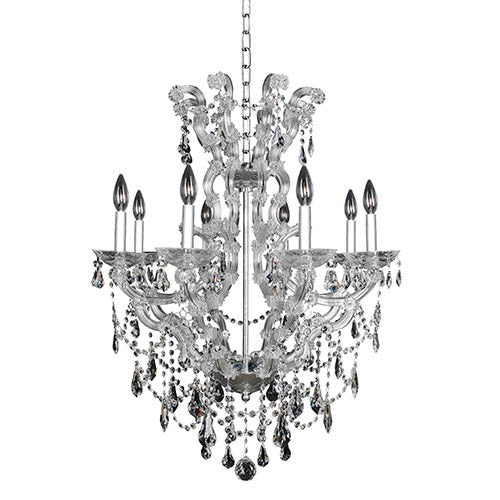 Chrome Eight-Light Chandelier with Firenze Clear Crystal - Image 1