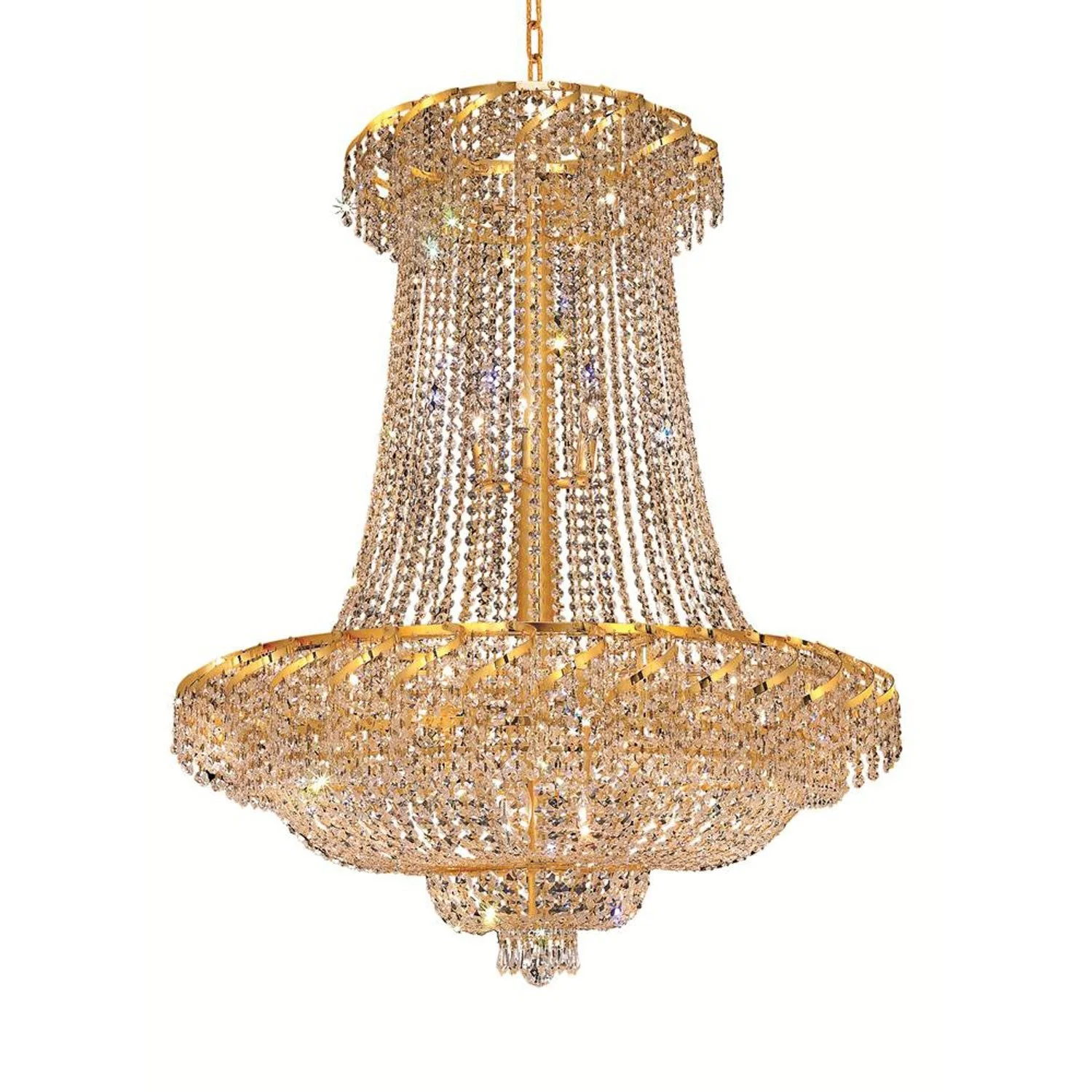 Gold Twenty-Two Light 36-Inch Chandelier with Royal Cut Clear Crystal - Image 1