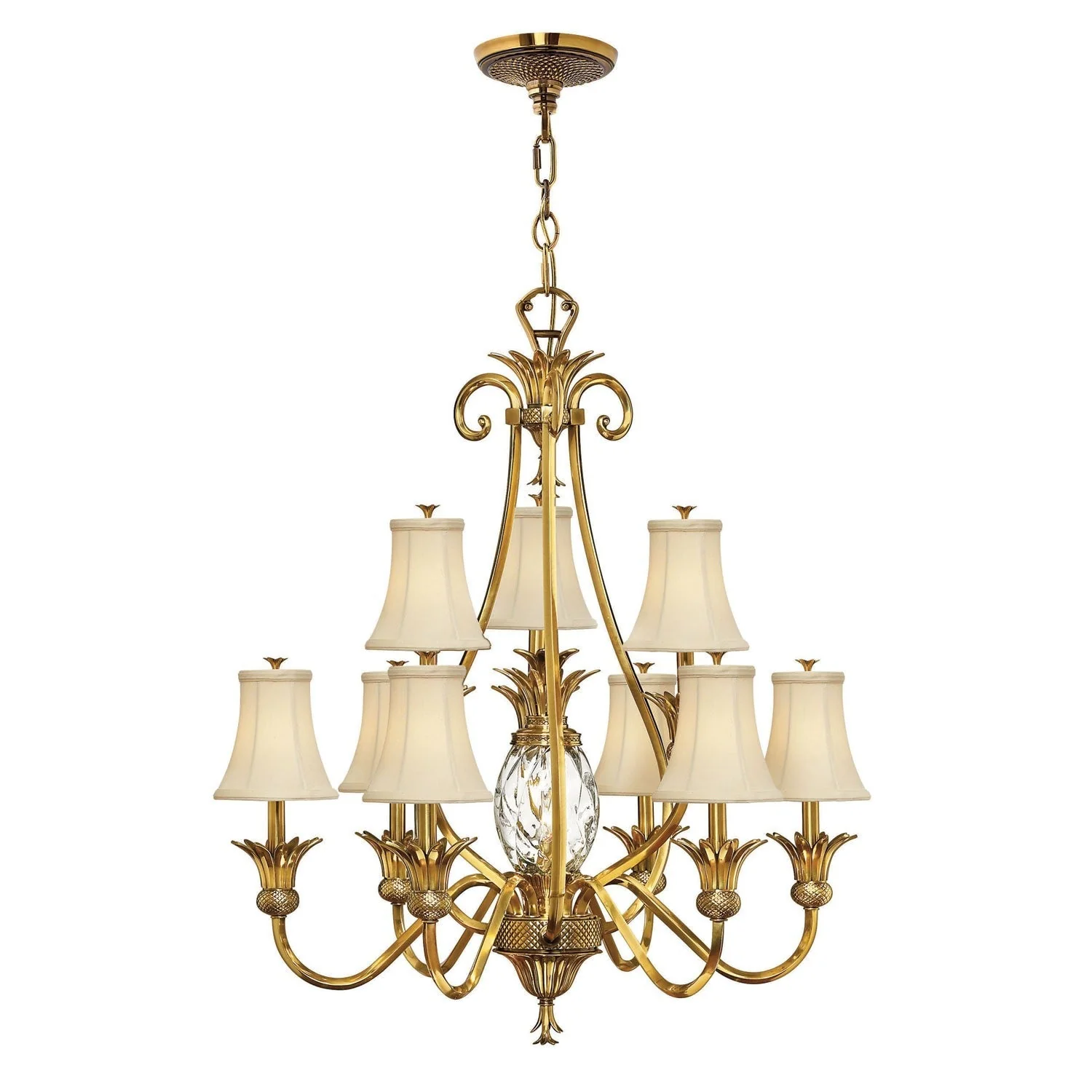 Brass Ten-Light Chandelier - Image 1