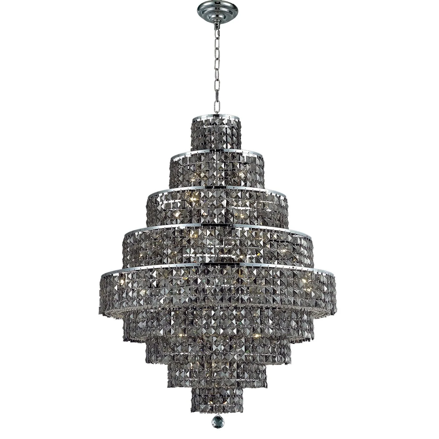 Maxim Chrome Twenty-Light 30-Inch Nine-Tier Chandelier with Royal Cut Silver Grey Crystal - Image 1