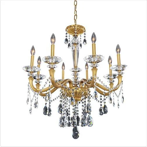 Brass Eight-Light Chandelier with Firenze Clear Crystal - Image 1