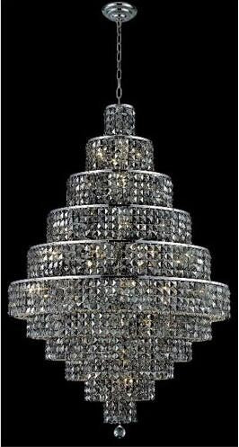 Chrome Thirty-Light Chandelier with Silver Shade/Grey Royal Cut Crystals - Image 1
