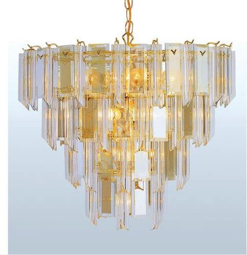 Thirteen-Light Polished Brass Chandelier - Image 1