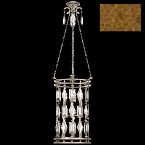 Six-Light Lantern in Variegated Gold Leaf Finish with Clear Crystal Gems - Image 1