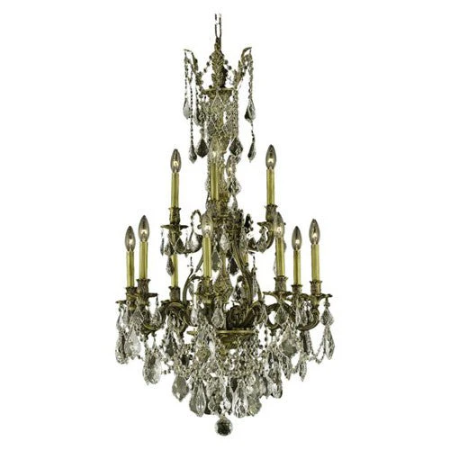 Dark Bronze Twelve-Light Chandelier with Golden Shadow/Champagne Royal Cut Crystals - Image 1