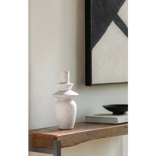 Surya Yagya Collection Modern Brushed Matte White Ceramic Vase YAG-003 - Image 1