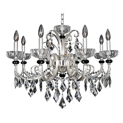 Silver Eight-Light 29.5-Inch Wide Chandelier with Firenze Clear Crystal - Image 1