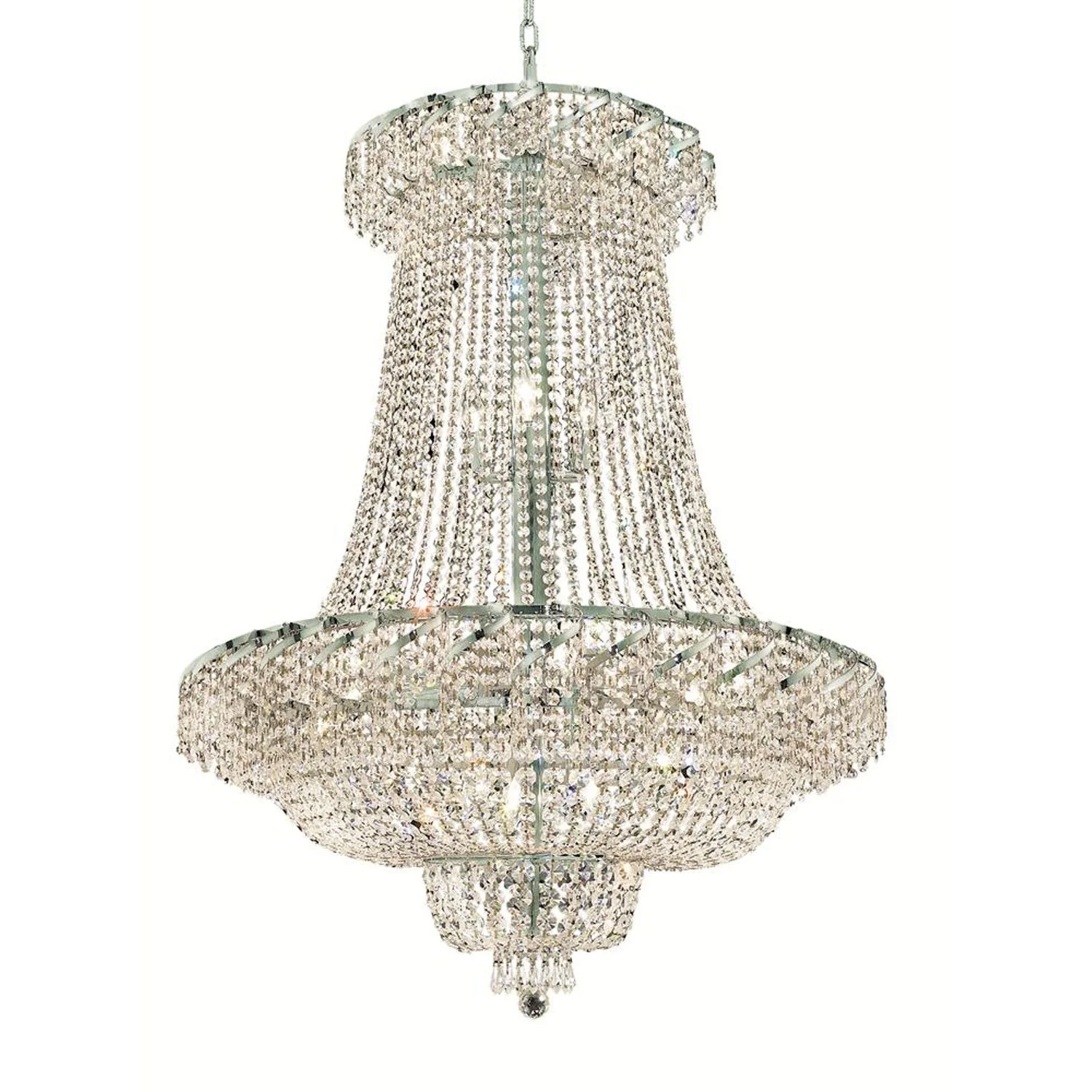 Chrome Twenty-Two Light 36-Inch Chandelier with Royal Cut Clear Crystal - Image 1