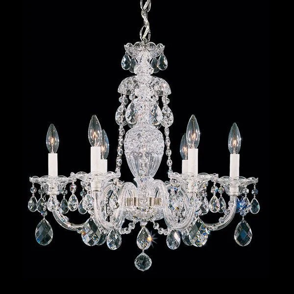 6 lights Bohemian crystal chandelier in polished chrome finish - Image 1