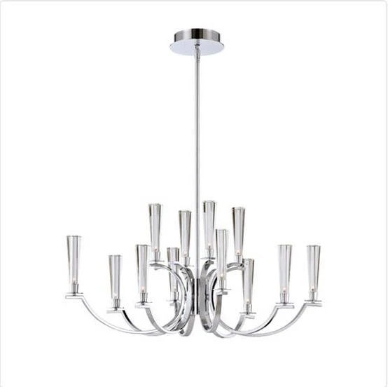 Chrome 12 Light Oval Chandelier with Clear Glass Shade - Image 1
