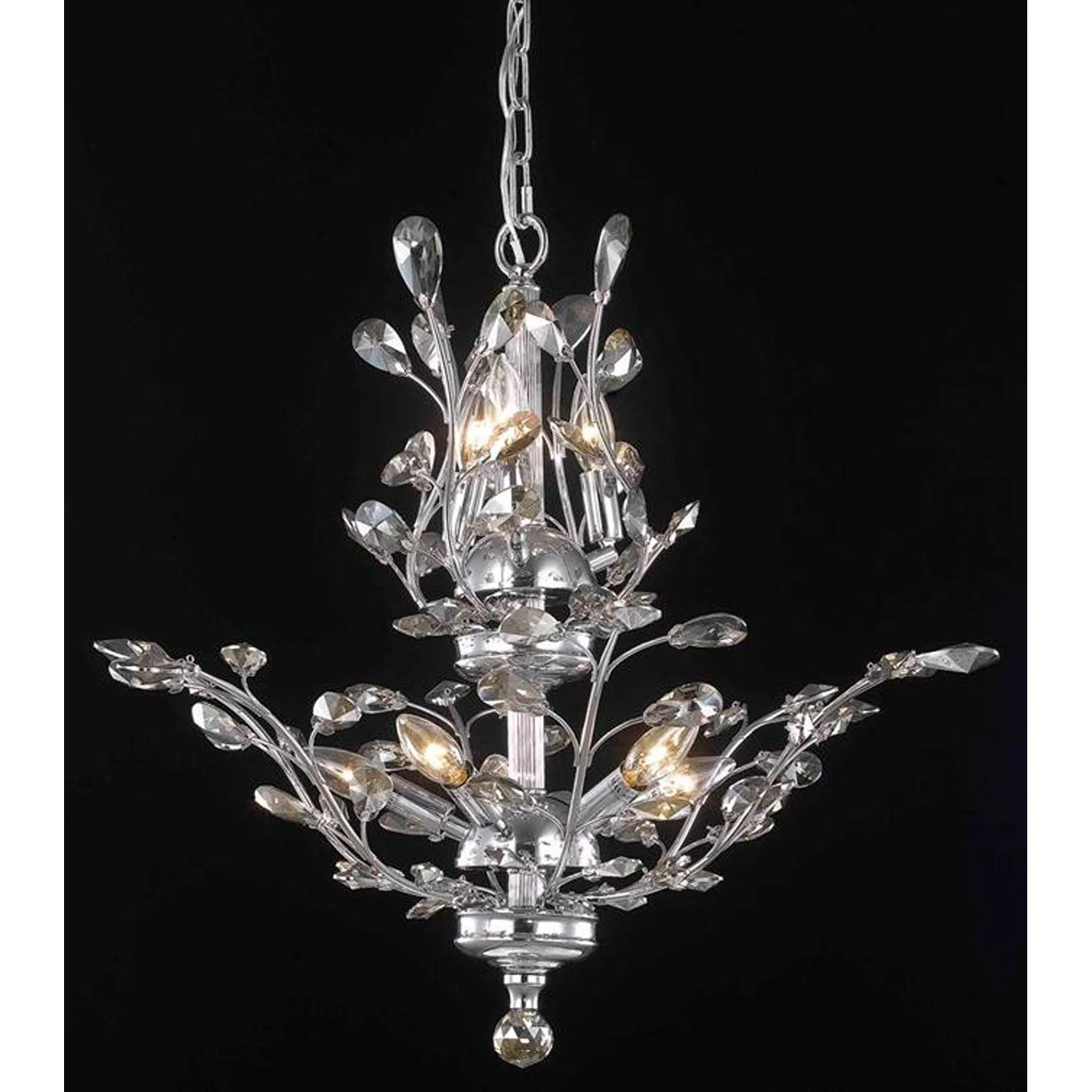 Orchid Chrome Eight-Light Chandelier with Golden Teak Royal Cut Crystal - Image 1