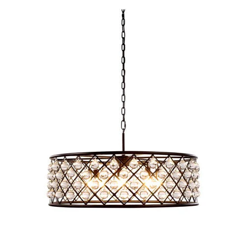 Madison Mocha Brown Eight-Light Pendant with Smooth Clear Crystals - Image 1