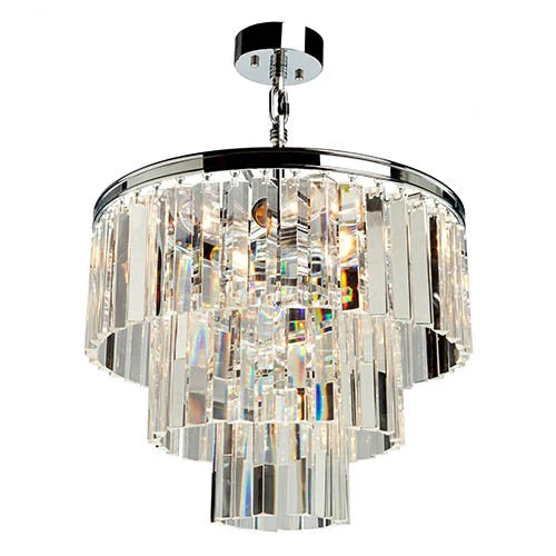 Chrome Nine-Light 18.25-Inch Wide Crystal Chandelier - Image 1