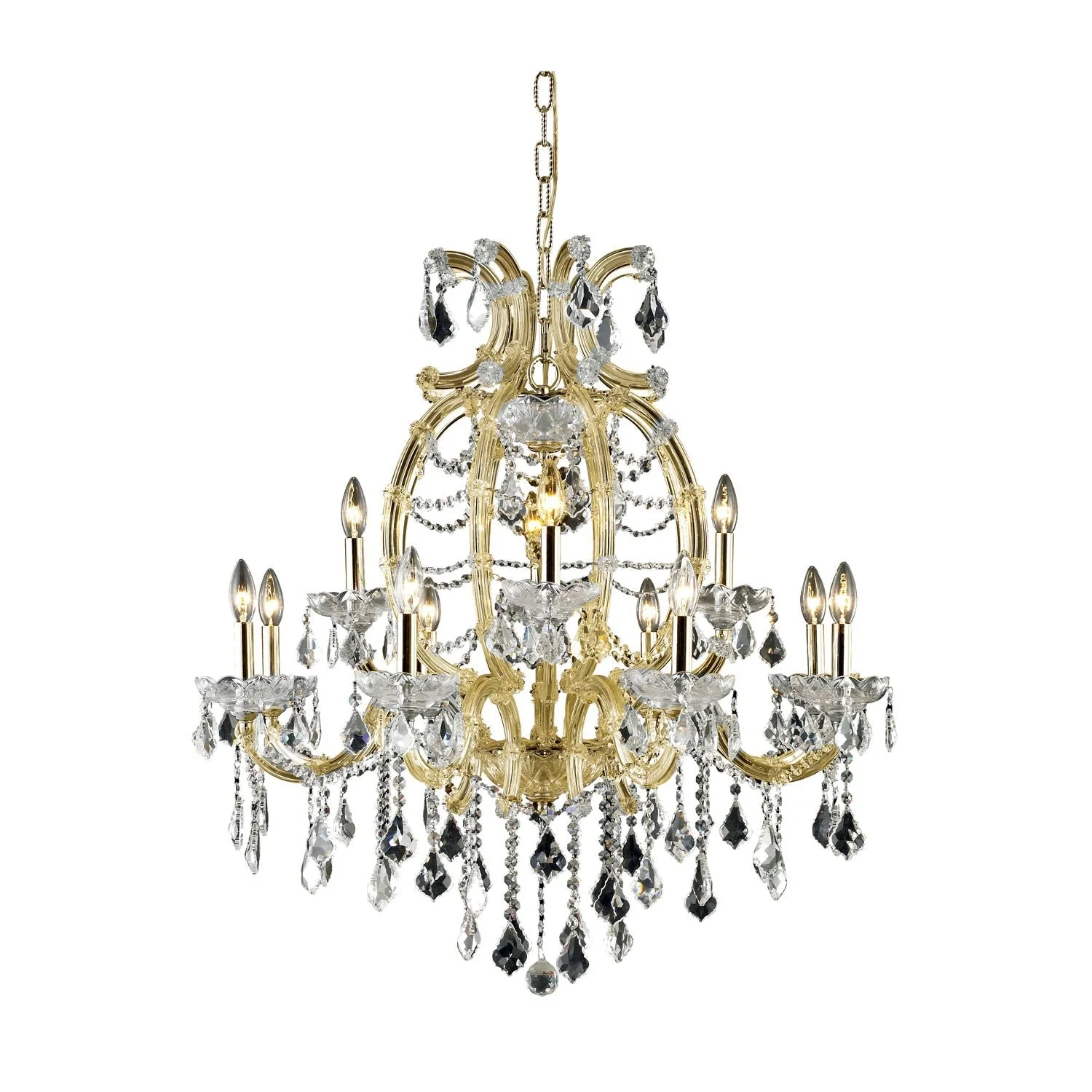 Crystal Gold 12 Light 35.5-in Chandelier - Image 1
