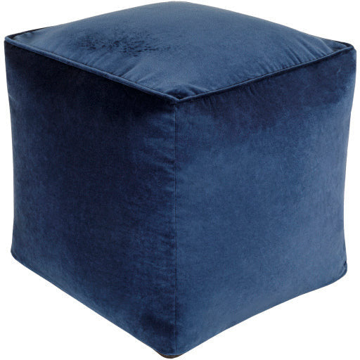 Surya Modern Blue Cotton Velvet Pouf Ottoman CVPF-019 - Image 1
