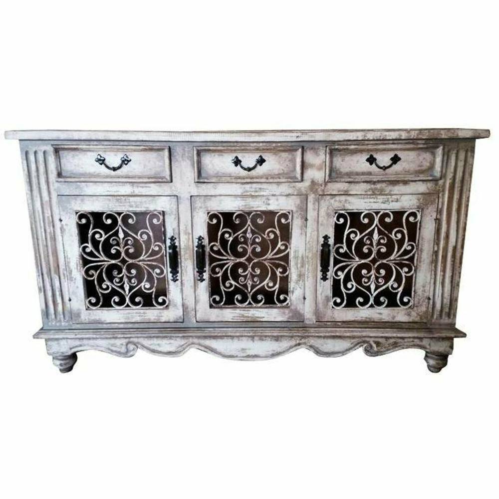 Casa Bonita Peruvian Hand-Painted Carved Wood Magnolia Buffet - Image 1
