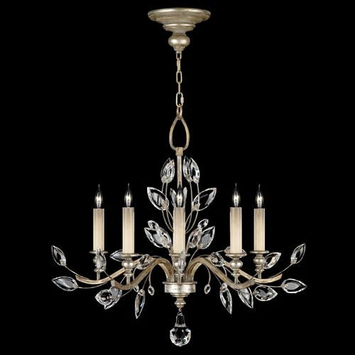 Crystal Laurel Five-Light Chandelier in Warm Silver Leaf Finish - Image 1