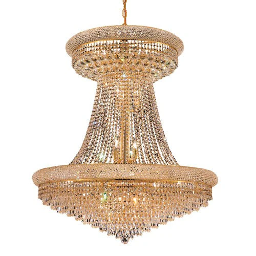 Primo Prism Gold Thirty-Two Light 36-Inch Chandelier with Royal Cut Clear Crystal - Image 1