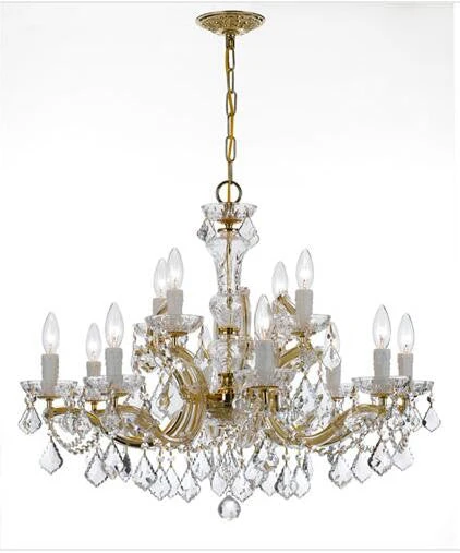Gold Twelve-Light Chandelier with Clear Spectra Crystal - Image 1
