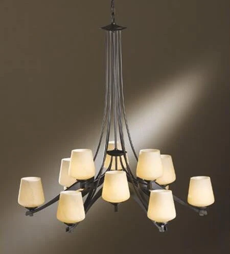 Twelve-Light Chandelier with Stone Glass - Image 1