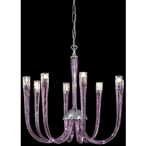Berna Chrome Eight-Light Chandelier with Radiant Orchid Glass - Image 1