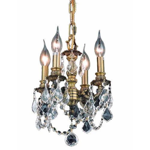 Bronze Four-Light 10-Inch Mini Chandelier with Royal Cut Clear Crystal - Image 1
